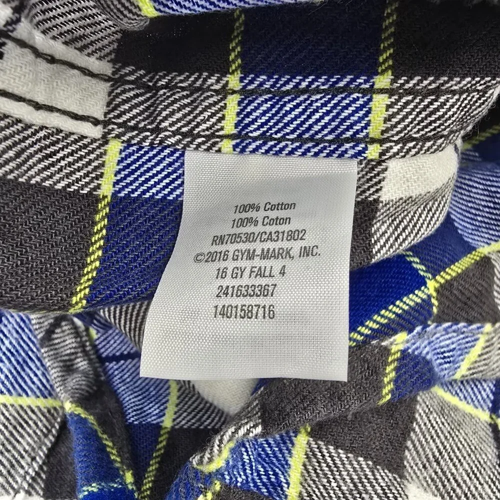 NWT Gymboree Flannel Button Up Shirt Boys Size 3T Plaid Grid Pattern Blue Gray